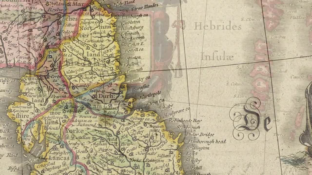 イギリス諸島の地図 } 古き良きイギリス地図：ロンドン、ダブリン